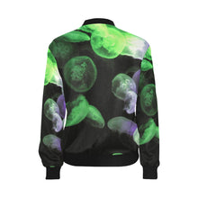 Load image into Gallery viewer, Jellyfish Green and Purple All Over Print Bomber Jacket for Women (Model H36)