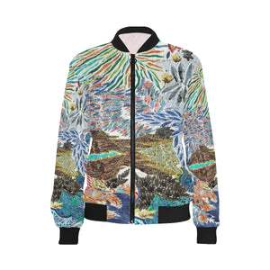 Pleasantly Paisley Negative All Over Print Bomber Jacket for Women (Model H36)