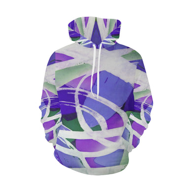 Abstract Circles Purple All Over Print Hoodie for Women (USA Size) (Model H13)