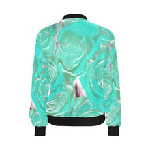 Load image into Gallery viewer, Rose Bouquet Flower Aqua All Over Print Bomber Jacket for Women (Model H36)