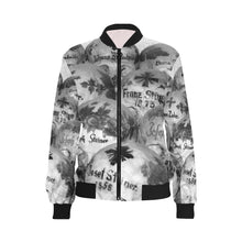 Load image into Gallery viewer, Painted Skulls Black and White All Over Print Bomber Jacket for Women (Model H36)