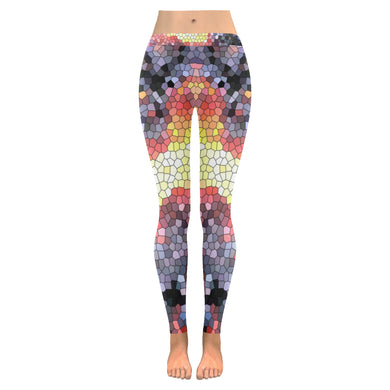 Molten Flames Mosaic Low Rise Leggings (Invisible Stitch) (Model L05)