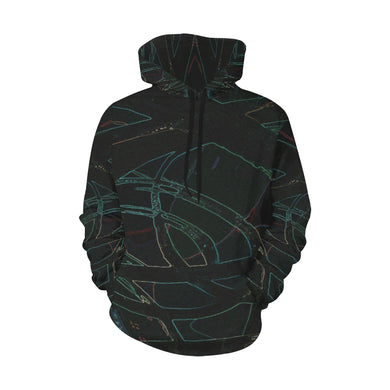 Abstract Circles Glowing All Over Print Hoodie for Women (USA Size) (Model H13)