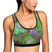 Load image into Gallery viewer, Graffiti Abstract Green Women&#39;s All Over Print Sports Bra (Model T52)