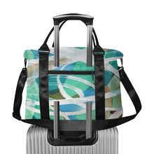 Load image into Gallery viewer, Abstract Circles Aqua Large Capacity Duffle Bag (Model 1715)