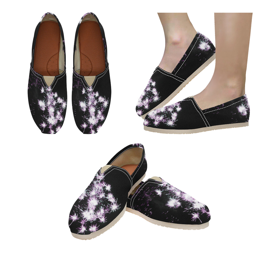 Fireworks Flowers Purple Unisex Classic Canvas Slip-On (Model 1206)