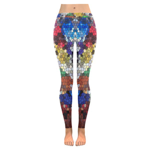 Oil Paints Mosaic Low Rise Leggings (Invisible Stitch) (Model L05)