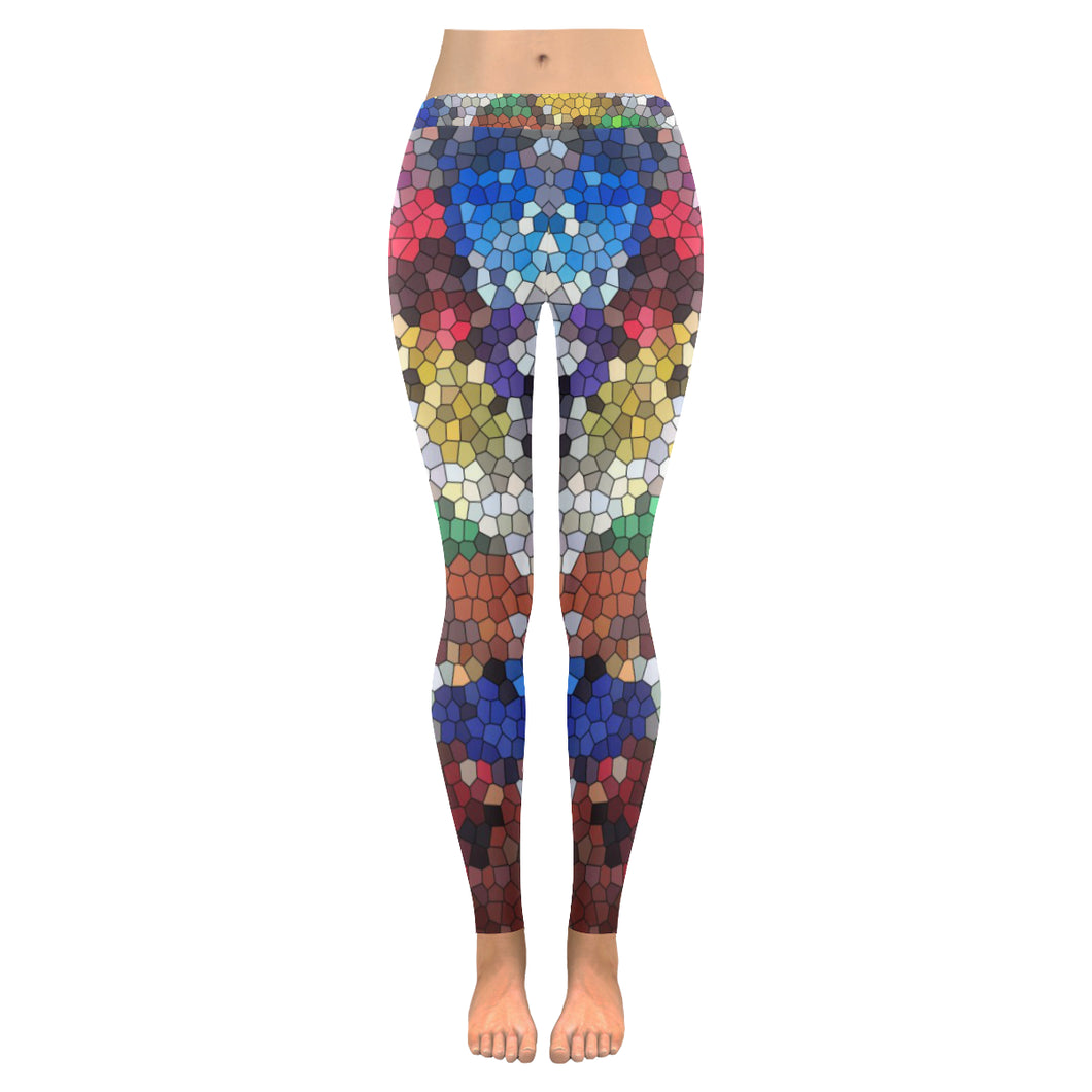 Oil Paints Mosaic Low Rise Leggings (Invisible Stitch) (Model L05)