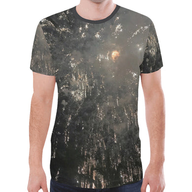 Fireworks Black New All Over Print T-shirt for Men (Model T45)