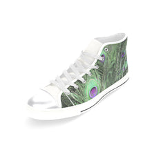 Load image into Gallery viewer, Peacock Feathers Green Women&#39;s Classic High Top Canvas Shoes (Model 017)