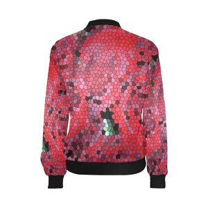 Rose Bouquet Flower Mosaic All Over Print Bomber Jacket for Women (Model H36)