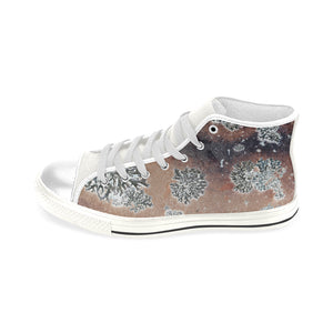 Patches of Moss Peach Men’s Classic High Top Canvas Shoes (Model 017)