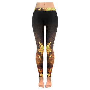 Feathery Flames Mosaic Low Rise Leggings (Invisible Stitch) (Model L05)