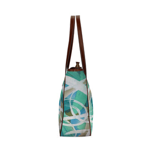 Abstract Circles Aqua Classic Tote Bag (Model 1644)