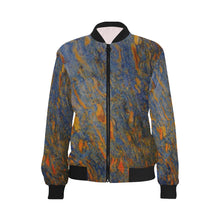 Load image into Gallery viewer, Marbled Abstract Orange All Over Print Bomber Jacket for Women (Model H36)