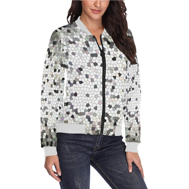 Crackle Mosaic All Over Print Bomber Jacket for Women (Model H36)