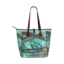 Load image into Gallery viewer, Abstract Circles Black and Teal Classic Tote Bag (Model 1644)