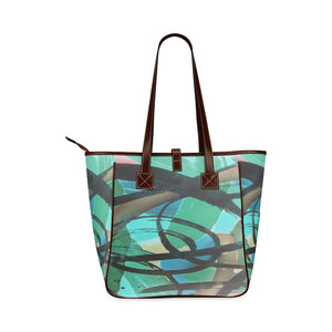 Abstract Circles Black and Teal Classic Tote Bag (Model 1644)