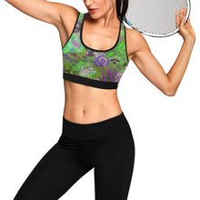 Load image into Gallery viewer, Graffiti Abstract Green Women&#39;s All Over Print Sports Bra (Model T52)