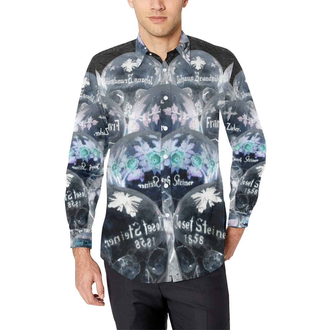 Painted Skulls Negative Men's All Over Print Casual Dress Shirt (Model T61)