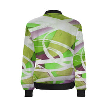 Load image into Gallery viewer, Abstract Circles Green All Over Print Bomber Jacket for Women (Model H36)