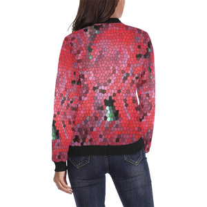 Rose Bouquet Flower Mosaic All Over Print Bomber Jacket for Women (Model H36)