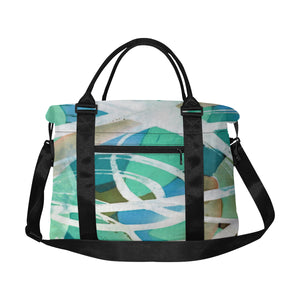 Abstract Circles Aqua Large Capacity Duffle Bag (Model 1715)