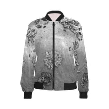 Load image into Gallery viewer, Patches of Moss Black and White All Over Print Bomber Jacket for Women (Model H36)