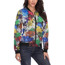 Load image into Gallery viewer, Oil Paints Mosaic All Over Print Bomber Jacket for Women (Model H36)