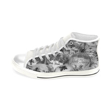 Load image into Gallery viewer, Painted Skulls Black and White Men’s Classic High Top Canvas Shoes (Model 017)