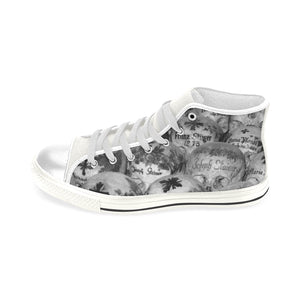 Painted Skulls Black and White Men’s Classic High Top Canvas Shoes (Model 017)