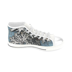 Moss Blue Men’s Classic High Top Canvas Shoes (Model 017)