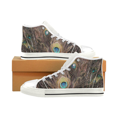 Peacock Feathers Men’s Classic High Top Canvas Shoes (Model 017)