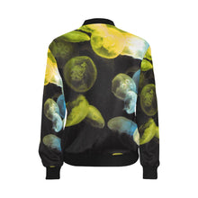 Load image into Gallery viewer, Jellyfish Yellow and Blue All Over Print Bomber Jacket for Women (Model H36)