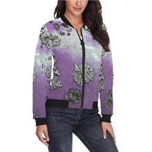 Load image into Gallery viewer, Patches of Moss Purple All Over Print Bomber Jacket for Women (Model H36)