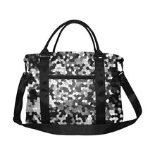 Load image into Gallery viewer, Holiday Paisley Black and White Mosaic Large Capacity Duffle Bag (Model 1715)