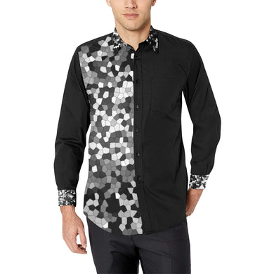 Holiday Paisley Black and White Mosaic Men's All Over Print Casual Dress Shirt (Model T61)