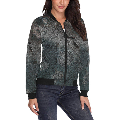 Patches of Moss Glowing All Over Print Bomber Jacket for Women (Model H36)