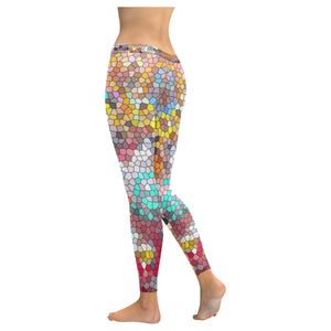 Graffiti Abstract Mosaic Low Rise Leggings (Invisible Stitch) (Model L05)