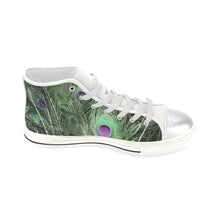 Load image into Gallery viewer, Peacock Feathers Green Women&#39;s Classic High Top Canvas Shoes (Model 017)