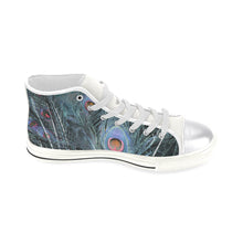 Load image into Gallery viewer, Peacock Feathers Blue Women&#39;s Classic High Top Canvas Shoes (Model 017)