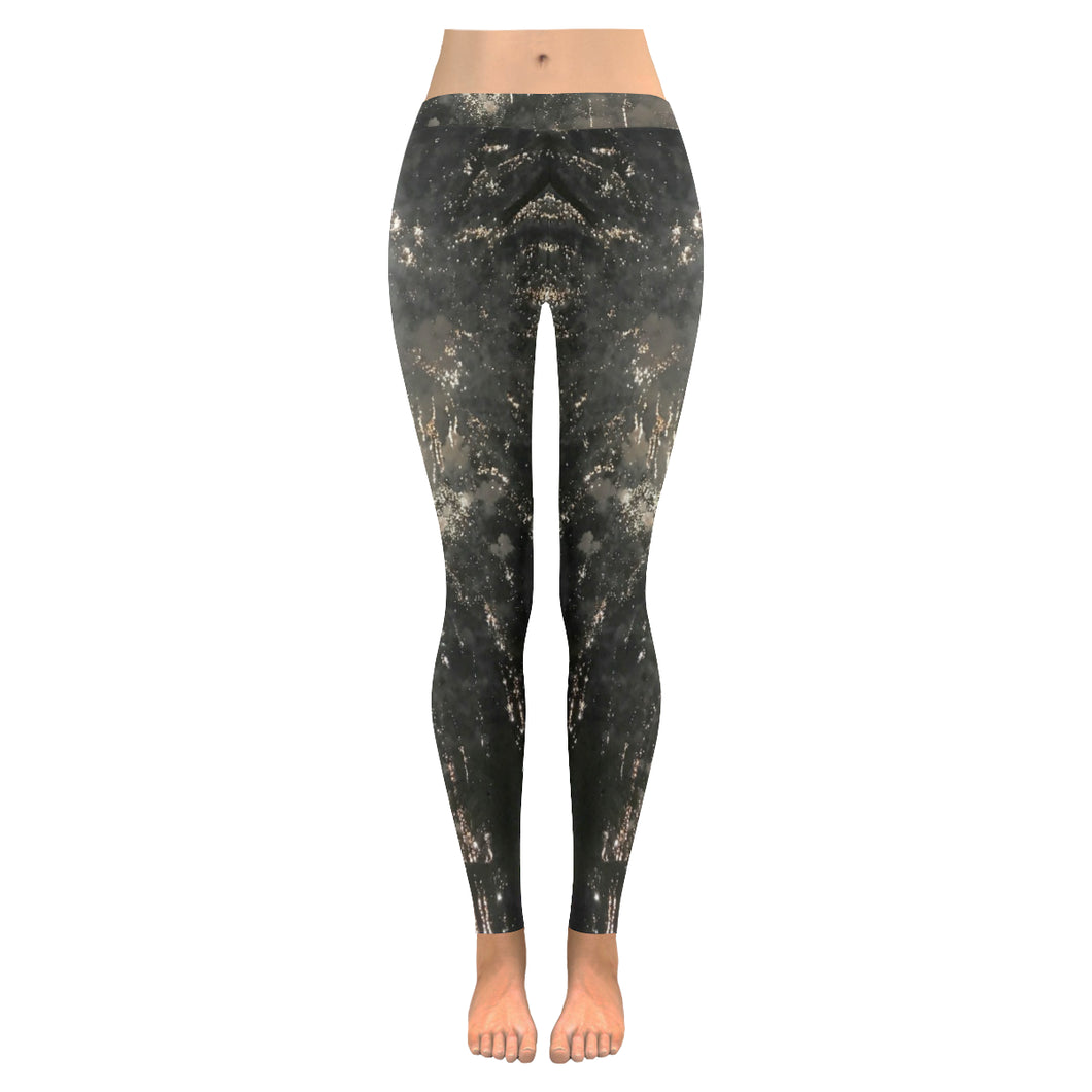 Fireworks Black Low Rise Leggings (Invisible Stitch) (Model L05)