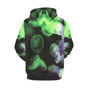 Jellyfish Green and Purple All Over Print Hoodie for Men/Large Size (USA Size) (Model H13)