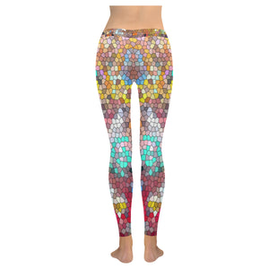 Graffiti Abstract Mosaic Low Rise Leggings (Invisible Stitch) (Model L05)