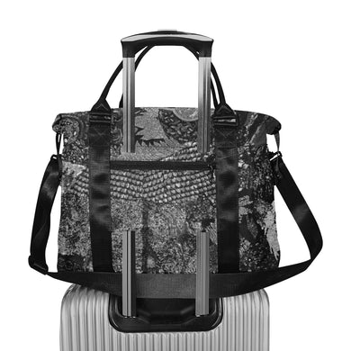 Paisley Power Black and White Large Capacity Duffle Bag (Model 1715)