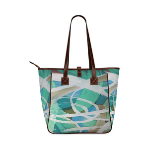 Abstract Circles Aqua Classic Tote Bag (Model 1644)