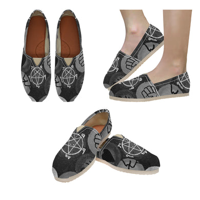 Dante's Inferno Black and White Unisex Classic Canvas Slip-On (Model 1206)