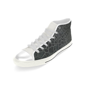 Crackle Black Men’s Classic High Top Canvas Shoes (Model 017)