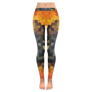 Busy Bee Sunflower Mosaic Low Rise Leggings (Invisible Stitch) (Model L05)