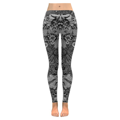 Perfectly Paisley Black and White Low Rise Leggings (Invisible Stitch) (Model L05)